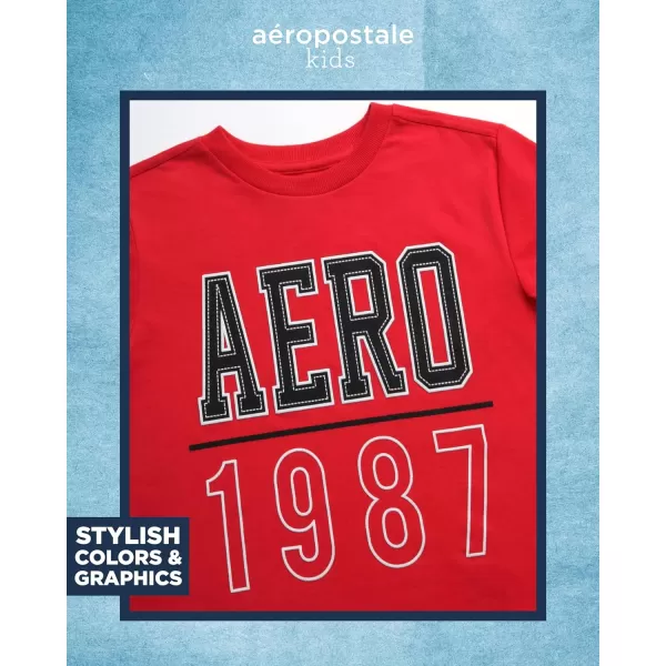 AEROPOSTALE Boys Active Shorts Set  2 Piece Short Sleeve TShirt and Mesh Gym Shorts  Activewear Outfit for Boys 412RedBlue