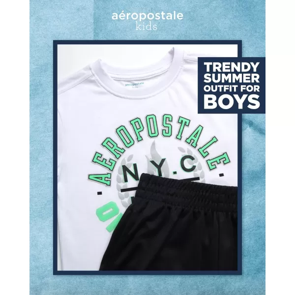 AEROPOSTALE Boys Active Shorts Set  2 Piece Short Sleeve TShirt and Mesh Gym Shorts  Activewear Outfit for Boys 412White Black