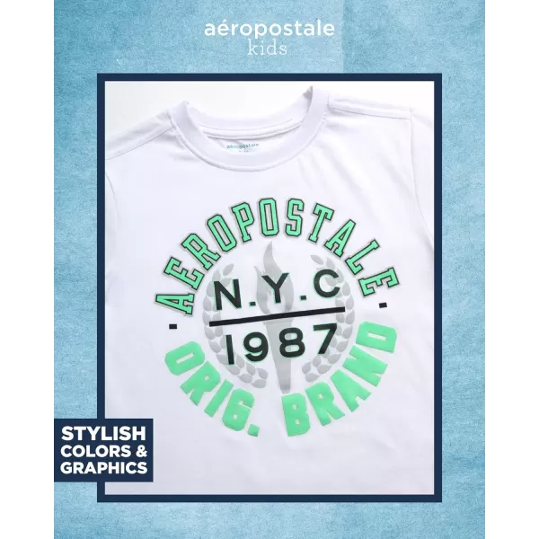 AEROPOSTALE Boys Active Shorts Set  2 Piece Short Sleeve TShirt and Mesh Gym Shorts  Activewear Outfit for Boys 412White Black