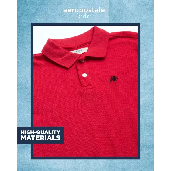 AEROPOSTALE Boys Polo Shirt  2 Pack Classic Fit Short Sleeve Pique Polo Shirts for Boys  Comfort Stretch Golf Shirt816Blackred