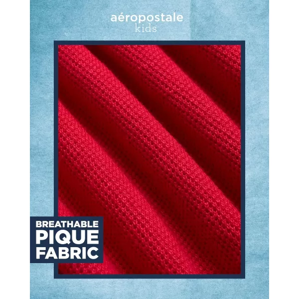 AEROPOSTALE Boys Polo Shirt  2 Pack Classic Fit Short Sleeve Pique Polo Shirts for Boys  Comfort Stretch Golf Shirt816Blackred