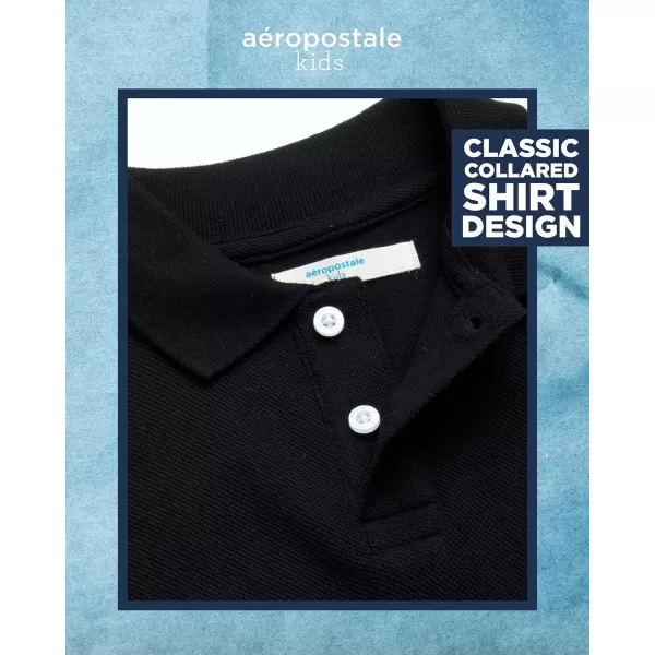 AEROPOSTALE Boys Polo Shirt  2 Pack Classic Fit Short Sleeve Pique Polo Shirts for Boys  Comfort Stretch Golf Shirt816Blackred
