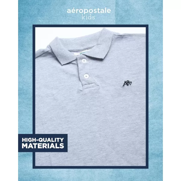 AEROPOSTALE Boys Polo Shirt  2 Pack Classic Fit Short Sleeve Pique Polo Shirts for Boys  Comfort Stretch Golf Shirt816Greypink