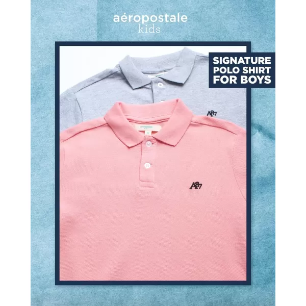 AEROPOSTALE Boys Polo Shirt  2 Pack Classic Fit Short Sleeve Pique Polo Shirts for Boys  Comfort Stretch Golf Shirt816Greypink