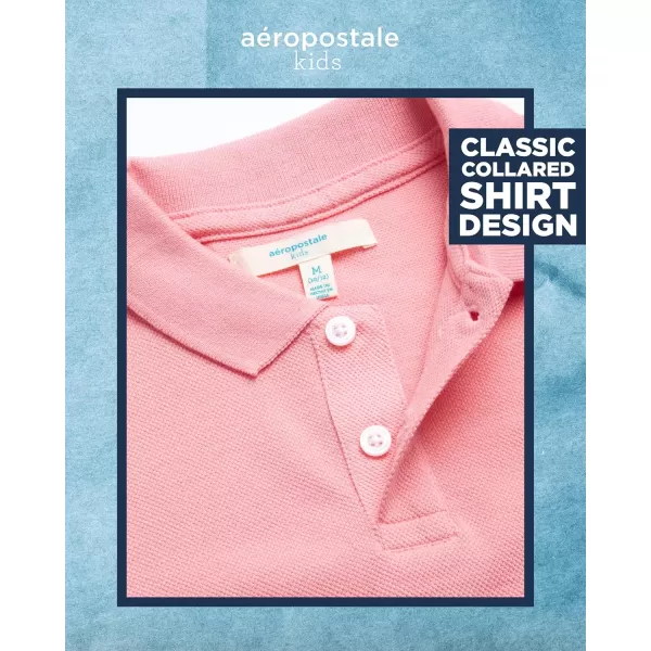 AEROPOSTALE Boys Polo Shirt  2 Pack Classic Fit Short Sleeve Pique Polo Shirts for Boys  Comfort Stretch Golf Shirt816Greypink