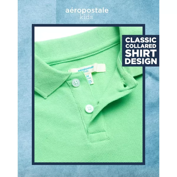 AEROPOSTALE Boys Polo Shirt  2 Pack Classic Fit Short Sleeve Pique Polo Shirts for Boys  Comfort Stretch Golf Shirt816Navygreen