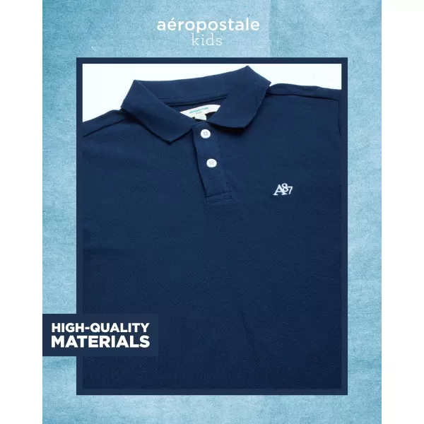 AEROPOSTALE Boys Polo Shirt  2 Pack Classic Fit Short Sleeve Pique Polo Shirts for Boys  Comfort Stretch Golf Shirt816Navygreen