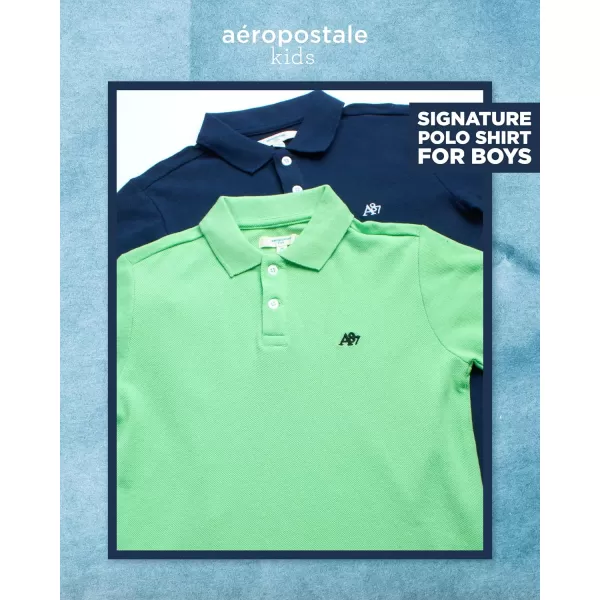 AEROPOSTALE Boys Polo Shirt  2 Pack Classic Fit Short Sleeve Pique Polo Shirts for Boys  Comfort Stretch Golf Shirt816Navygreen