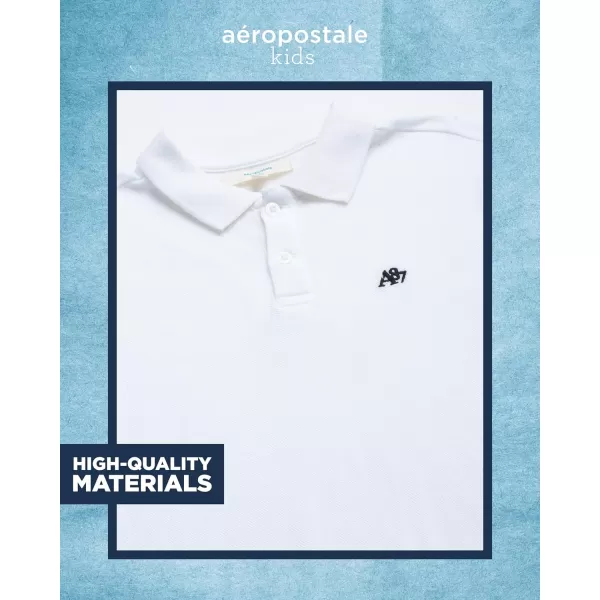AEROPOSTALE Boys Polo Shirt  2 Pack Classic Fit Short Sleeve Pique Polo Shirts for Boys  Comfort Stretch Golf Shirt816Whiteblue