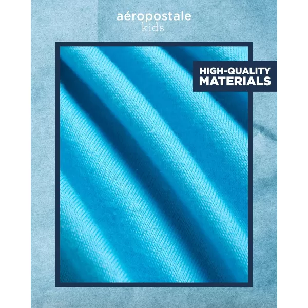 AEROPOSTALE Boys Shorts Set  2 Piece Short Sleeve TShirt and Fleece Sweat Shorts  Summer Outfit for Boys 412Riviera Blue Black