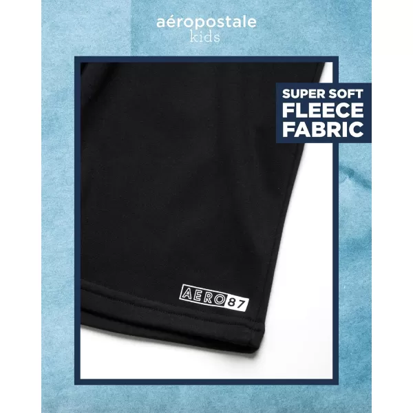 AEROPOSTALE Boys Shorts Set  2 Piece Short Sleeve TShirt and Fleece Sweat Shorts  Summer Outfit for Boys 412Riviera Blue Black