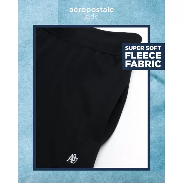 AEROPOSTALE Boys Sweatsuit Set  3 Piece Fleece Zip Hoodie Sweatshirt Cargo Jogger Sweatpants and TShirt 416Black