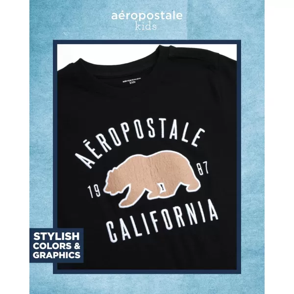 AEROPOSTALE Boys Sweatsuit Set  3 Piece Fleece Zip Hoodie Sweatshirt Cargo Jogger Sweatpants and TShirt 416Black