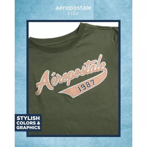 AEROPOSTALE Boys Sweatsuit Set  3 Piece Fleece Zip Hoodie Sweatshirt Cargo Jogger Sweatpants and TShirt 416CoffeeOlive