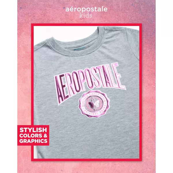 AEROPOSTALE Girls Shorts Set  2 Piece Jersey Graphic Tee Fleece Shorts Cargo Scooter Skort  Girls Summer Outfit 412Grey Pink