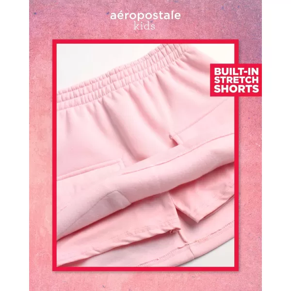 AEROPOSTALE Girls Shorts Set  2 Piece Jersey Graphic Tee Fleece Shorts Cargo Scooter Skort  Girls Summer Outfit 412White Blossom