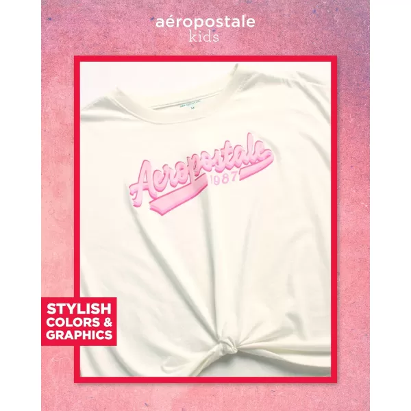 AEROPOSTALE Girls Shorts Set  2 Piece Jersey Graphic Tee Fleece Shorts Cargo Scooter Skort  Girls Summer Outfit 412White Blossom