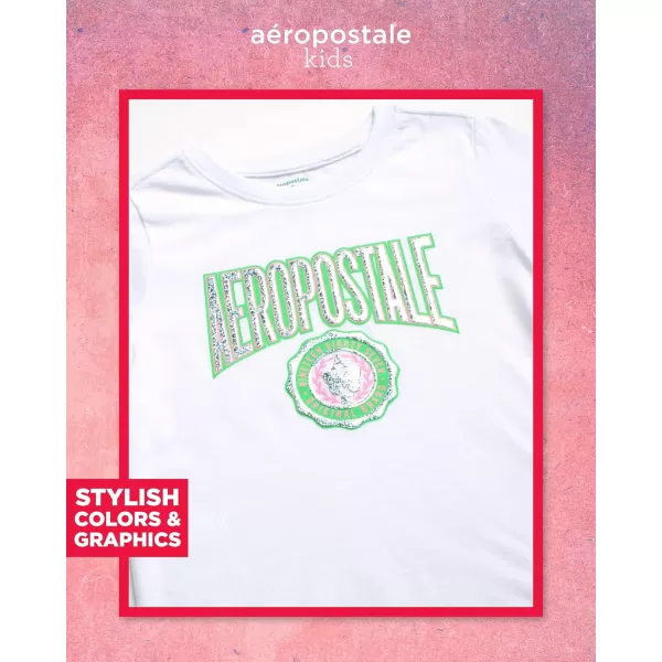 AEROPOSTALE Girls Shorts Set  2 Piece Jersey Graphic Tee Fleece Shorts Cargo Scooter Skort  Girls Summer Outfit 412White Green