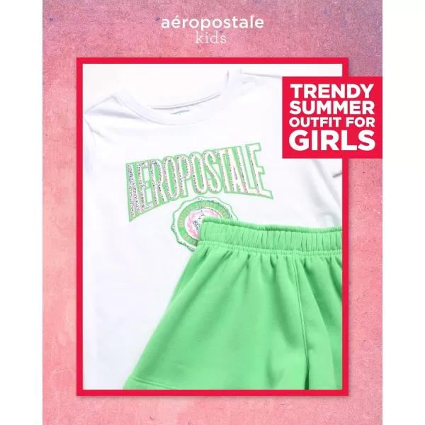 AEROPOSTALE Girls Shorts Set  2 Piece Jersey Graphic Tee Fleece Shorts Cargo Scooter Skort  Girls Summer Outfit 412White Green