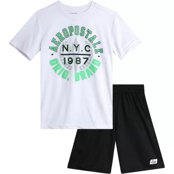 AEROPOSTALE Boys Active Shorts Set  2 Piece Short Sleeve TShirt and Mesh Gym Shorts  Activewear Outfit for Boys 412White Black