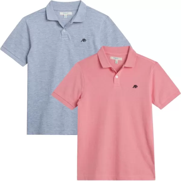 AEROPOSTALE Boys Polo Shirt  2 Pack Classic Fit Short Sleeve Pique Polo Shirts for Boys  Comfort Stretch Golf Shirt816Greypink