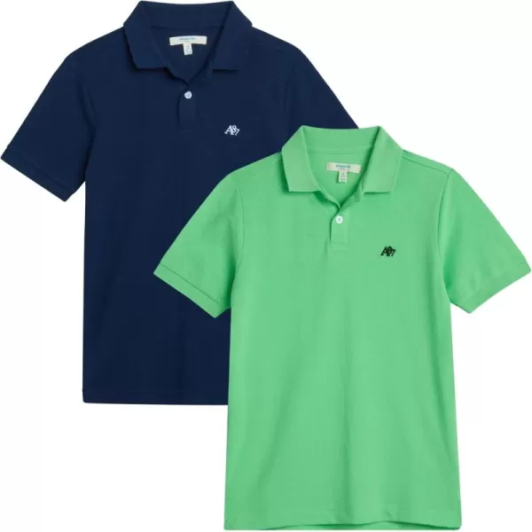 AEROPOSTALE Boys Polo Shirt  2 Pack Classic Fit Short Sleeve Pique Polo Shirts for Boys  Comfort Stretch Golf Shirt816Navygreen