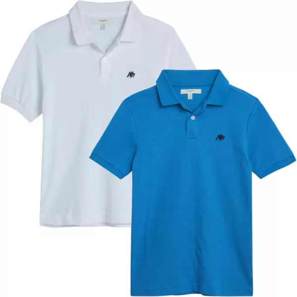 AEROPOSTALE Boys Polo Shirt  2 Pack Classic Fit Short Sleeve Pique Polo Shirts for Boys  Comfort Stretch Golf Shirt816Whiteblue