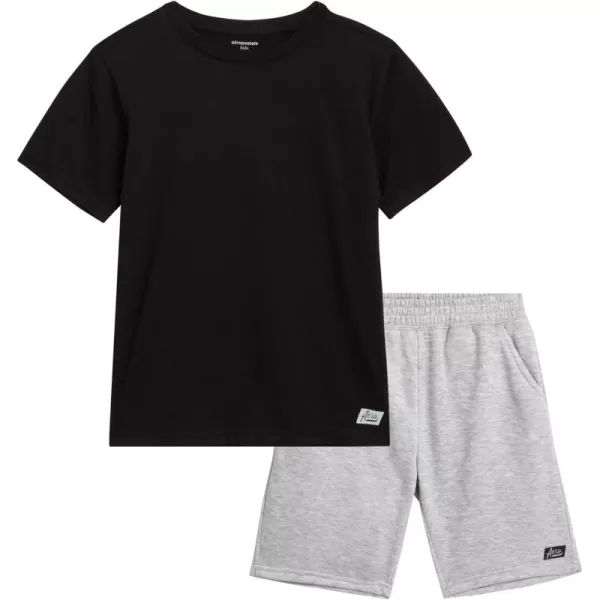 AEROPOSTALE Boys Shorts Set  2 Piece Short Sleeve TShirt and Fleece Sweat Shorts  Summer Outfit for Boys 412Black Grey Heather