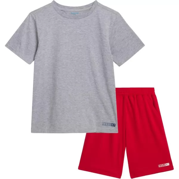 AEROPOSTALE Boys Shorts Set  2 Piece Short Sleeve TShirt and Fleece Sweat Shorts  Summer Outfit for Boys 412Grey Red
