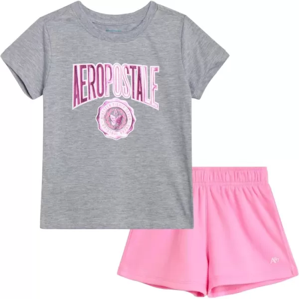 AEROPOSTALE Girls Shorts Set  2 Piece Jersey Graphic Tee Fleece Shorts Cargo Scooter Skort  Girls Summer Outfit 412Grey Pink