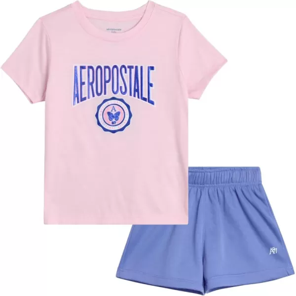 AEROPOSTALE Girls Shorts Set  2 Piece Jersey Graphic Tee Fleece Shorts Cargo Scooter Skort  Girls Summer Outfit 412Pink Purple