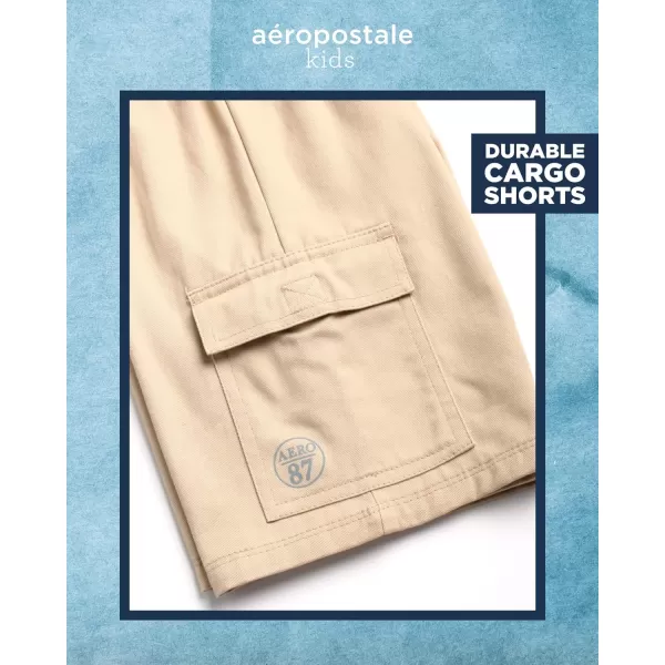 AEROPOSTALE Boys Shorts Set  2 Piece Short Sleeve Polo Shirt and Woven Cargo Shorts  Summer Outfit for Boys 416Black Cream