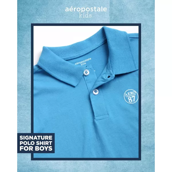 AEROPOSTALE Boys Shorts Set  2 Piece Short Sleeve Polo Shirt and Woven Cargo Shorts  Summer Outfit for Boys 416Blue Coffee