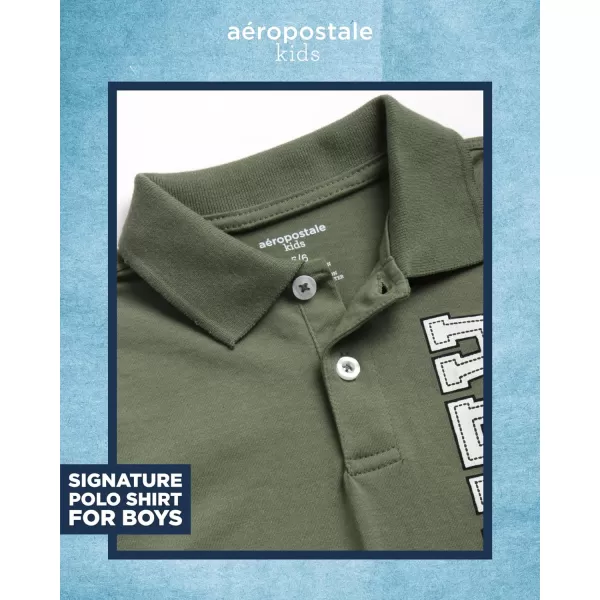 AEROPOSTALE Boys Shorts Set  2 Piece Short Sleeve Polo Shirt and Woven Cargo Shorts  Summer Outfit for Boys 416Olive Dove