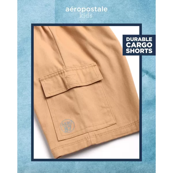 AEROPOSTALE Boys Shorts Set  2 Piece Short Sleeve Polo Shirt and Woven Cargo Shorts  Summer Outfit for Boys 416Red Coffee