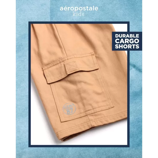 AEROPOSTALE Boys Shorts Set  2 Piece Short Sleeve Polo Shirt and Woven Cargo Shorts  Summer Outfit for Boys 416White Coffee