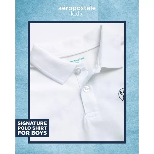 AEROPOSTALE Boys Shorts Set  2 Piece Short Sleeve Polo Shirt and Woven Cargo Shorts  Summer Outfit for Boys 416White Coffee