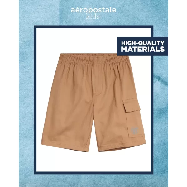 AEROPOSTALE Boys Shorts Set  2 Piece Short Sleeve Polo Shirt and Woven Cargo Shorts  Summer Outfit for Boys 416White Coffee