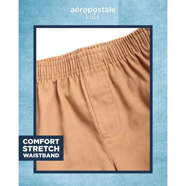 AEROPOSTALE Boys Shorts Set  2 Piece Short Sleeve Polo Shirt and Woven Cargo Shorts  Summer Outfit for Boys 416White Coffee