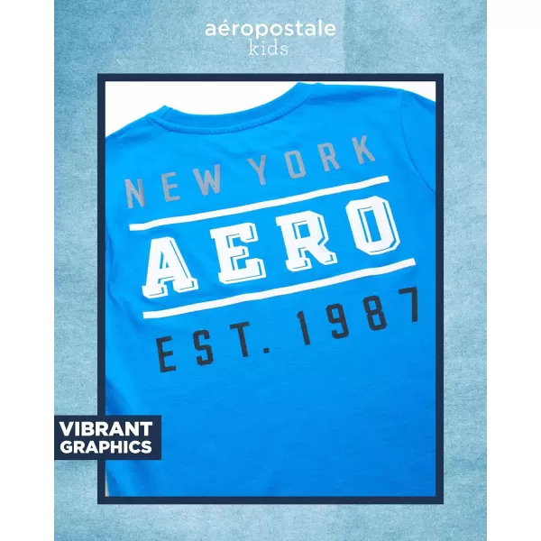 AEROPOSTALE Boys TShirt  Kids Classic Crewneck Shirt with Vibrant Back Graphics  Short Sleeve Graphic Tee for Boys 416French Blue