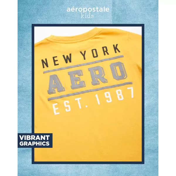 AEROPOSTALE Boys TShirt  Kids Classic Crewneck Shirt with Vibrant Back Graphics  Short Sleeve Graphic Tee for Boys 416Gold