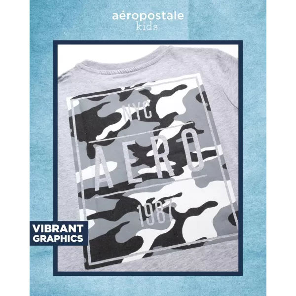 AEROPOSTALE Boys TShirt  Kids Classic Crewneck Shirt with Vibrant Back Graphics  Short Sleeve Graphic Tee for Boys 416Grey