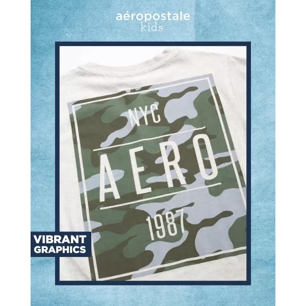 AEROPOSTALE Boys TShirt  Kids Classic Crewneck Shirt with Vibrant Back Graphics  Short Sleeve Graphic Tee for Boys 416Oatmeal
