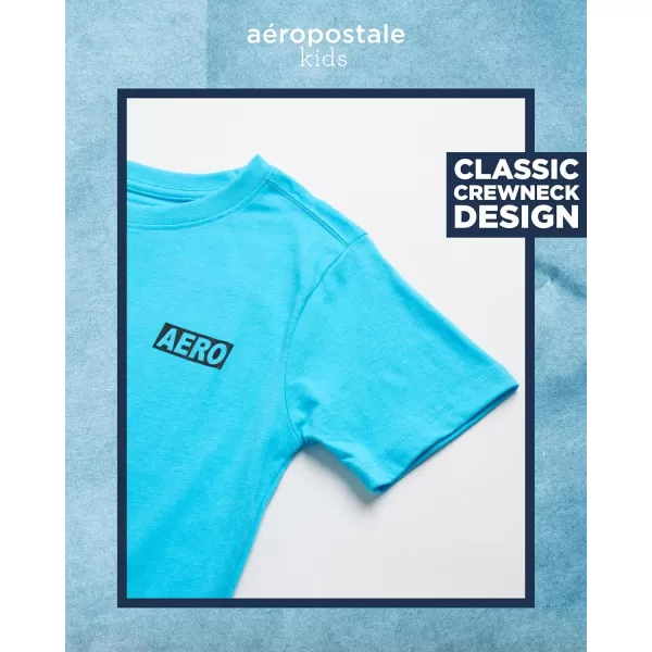 AEROPOSTALE Boys TShirt  Kids Classic Crewneck Shirt with Vibrant Back Graphics  Short Sleeve Graphic Tee for Boys 416Riviera Blue