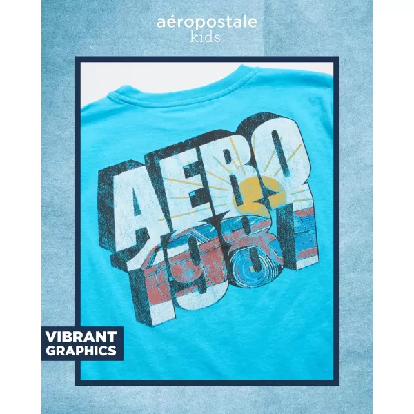 AEROPOSTALE Boys TShirt  Kids Classic Crewneck Shirt with Vibrant Back Graphics  Short Sleeve Graphic Tee for Boys 416Riviera Blue