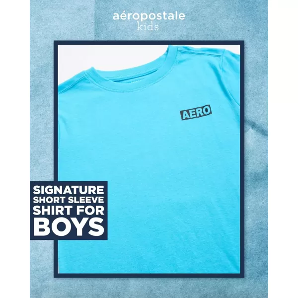 AEROPOSTALE Boys TShirt  Kids Classic Crewneck Shirt with Vibrant Back Graphics  Short Sleeve Graphic Tee for Boys 416Riviera Blue