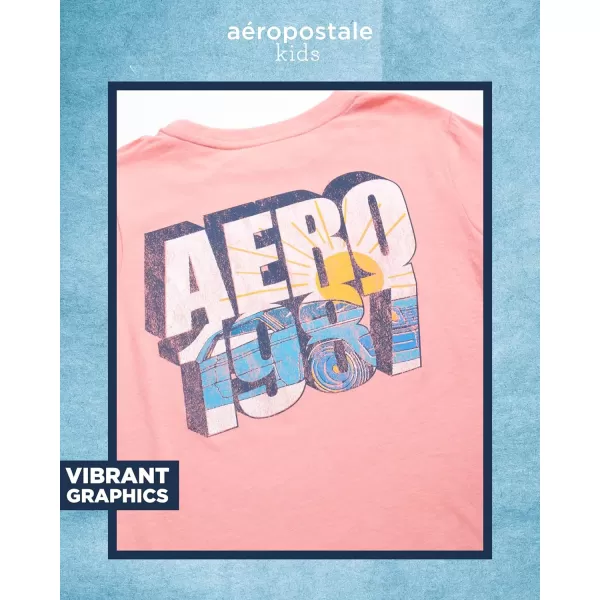 AEROPOSTALE Boys TShirt  Kids Classic Crewneck Shirt with Vibrant Back Graphics  Short Sleeve Graphic Tee for Boys 416Shell Pink