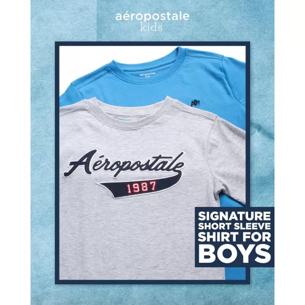 AEROPOSTALE Boys TShirts  2 Pack Short Sleeve Graphic T Shirts for Boys  Classic Boys Crewneck Logo Tees 416BlueGrey