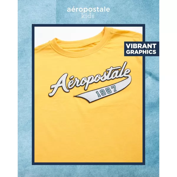 AEROPOSTALE Boys TShirts  2 Pack Short Sleeve Graphic T Shirts for Boys  Classic Boys Crewneck Logo Tees 416GreyGold