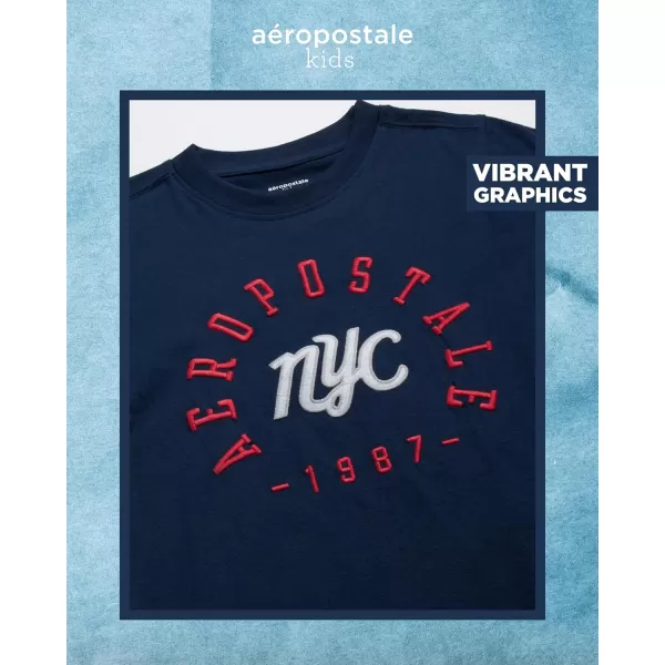 AEROPOSTALE Boys TShirts  2 Pack Short Sleeve Graphic T Shirts for Boys  Classic Boys Crewneck Logo Tees 416WhiteNavy